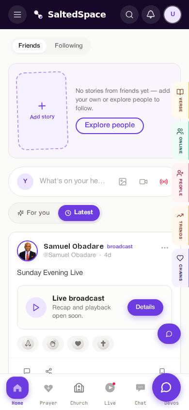 SaltedSpace community feed on Samsung Android